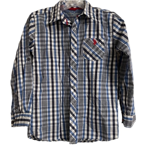 U.S. Polo Assn. Other - US POLO ASSN. Boys Blue & White Button Up Shirt Size 10/12